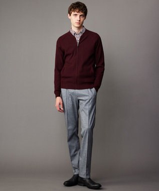 JOSEPH ABBOUD 【チクチクしない/洗える/3シーズン対応】ＳＮＯＷＹボーダー ニットブルゾン ワイン系