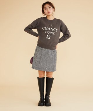 Feroux 【古畑星夏さん着用】レタードニット プルオーバー グレー系