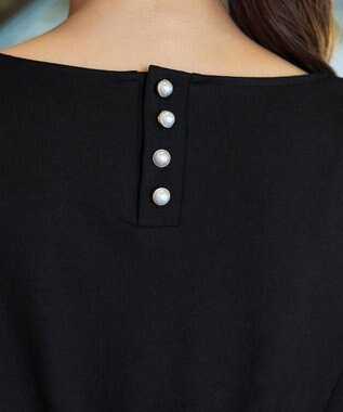 Tiaclasse 【GOLD LABEL・洗える】パールボタン付きポンチワンピース ブラック