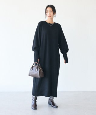CRAFT STANDARD BOUTIQUE 洗える/とてもちニットワンピース Black