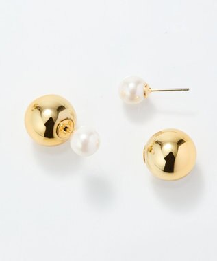 Phoebe メタルボールバックキャッチピアス　パール ホワイト
