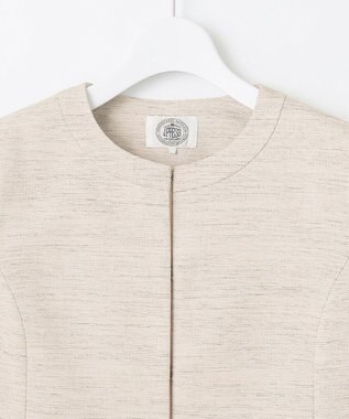 J.PRESS LADIES S ライトツイードストレッチ ノーカラー ジャケット ベージュ系1
