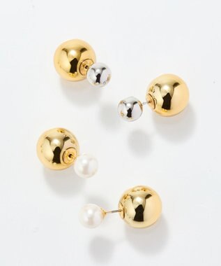 Phoebe メタルボールバックキャッチピアス　パール ホワイト