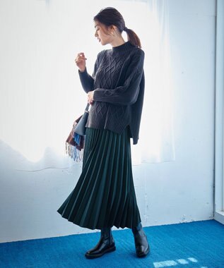 ANY 【6色展開】ソフトアクリルハイネックケーブルニット ブラック