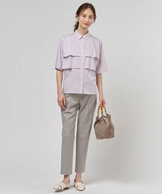 J.PRESS LADIES 【セットアップ対応・洗える・撥水】コットンFITTY テーパード パンツ ベージュ系1