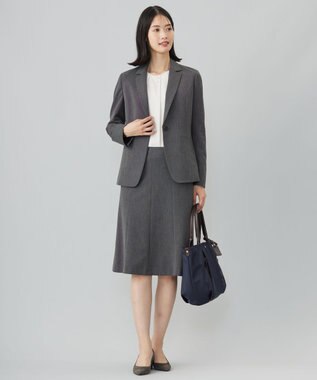 J.PRESS LADIES S T/Rアルガンシルク フレア スカート ライトグレー系