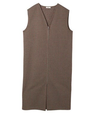 earth music&ecology 圧縮ニットＺＩＰジャンスカ Gunclub Check