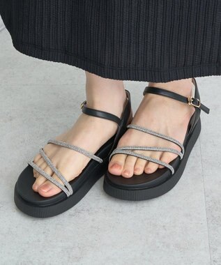 earth music&ecology ＯＲｉｅｎｔａｌ　ＴＲａｆｆｉｃ　ラインストーンサンダル Black