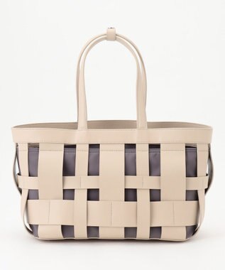 Y'SACCS 【リサイクルレザー】メッシュかごバッグ　large アイボリー×グレージュ