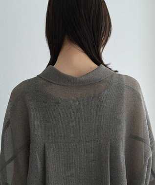 YECCA VECCA 　裾ドロストメッシュシャツ Gray Mixture