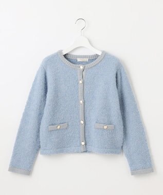 Feroux 【洗える】ブークレー ニットジャケット ブルー系