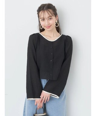 earth music&ecology シアーパイピングシャツ Black