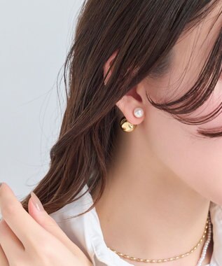 Phoebe メタルボールバックキャッチピアス　パール ホワイト