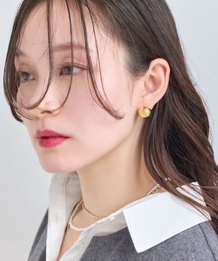 Phoebe メタルボールバックキャッチピアス　パール ホワイト