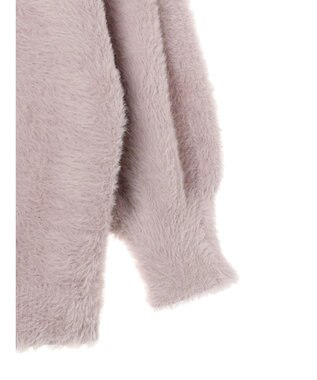 earth music&ecology ロングシャギーＶネックカーディガン Pink Beige