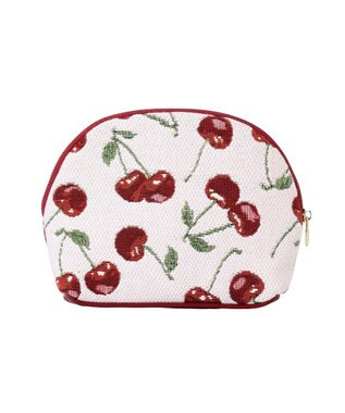 Maison de FLEUR チェリー柄ゴブランラウンドポーチ Red