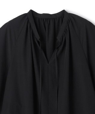 UNFILO L レースヘム ギャザーブラウス ブラック