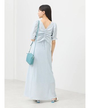 earth music&ecology ＳＥＴ２点ドロストプルオーバー＋キャミワンピース Check Sax