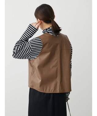 Green Parks フェイクレザーベスト Brown