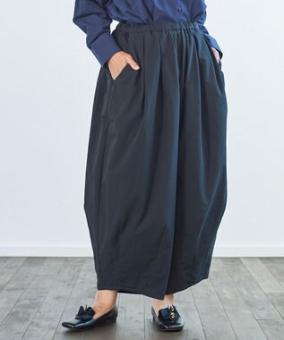 muuc 〈綿100%〉〈涼しいワッシャー生地〉〈裾タック入り〉〈ワイドシルエット〉サーカスパンツ ブラック