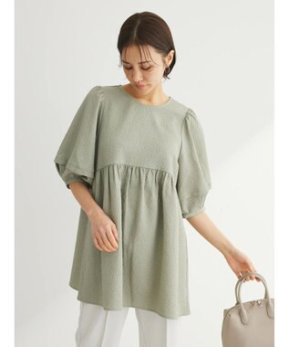 Green Parks ジャガードペプラムブラウス Light Khaki