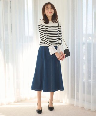 Feroux 【洗える】袖フレアニット プルオーバー ホワイト系1