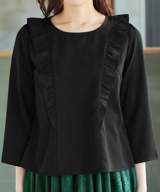 Tiaclasse 【洗える】フリルブラウス ブラック