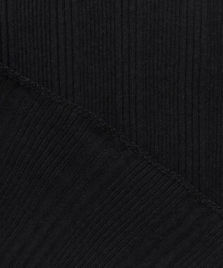 uncrave 【手洗い可】シアー ランダムリブ Uネック カットソー（uncrave STANDARD） ブラック