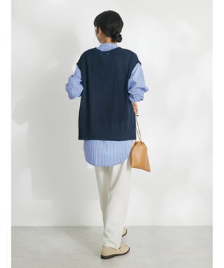 CRAFT STANDARD BOUTIQUE 【洗える】ニットベスト+バンドカラーシャツ-SET Navy