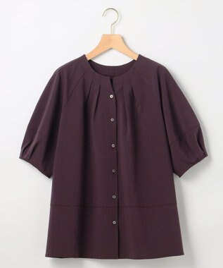 組曲 【先行予約・前後着用可】ソフトサッカーラグランスリーブ ブラウス マロン系