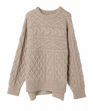 CRAFT STANDARD BOUTIQUE ブラッシングケーブルニット Gray Beige