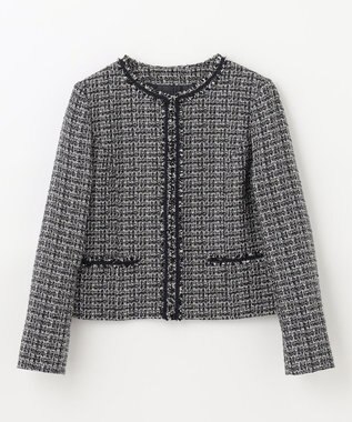 ANY ファンシーラメツイード ノーカラージャケット ネイビー系3