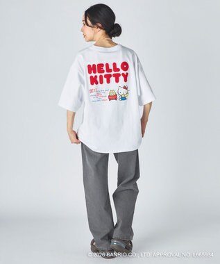 OP／FILA 【Ocean Pacific×ハローキティ】サガラ刺しゅうビッグTシャツ ホワイト