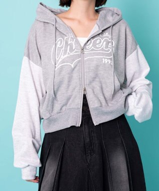 WEGO チアロゴWジップパーカー グレー