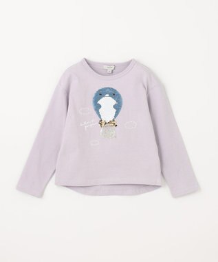 ANY KIDS ミラクルスパンコール 長袖 Ｔシャツ ブルーグレー×気球