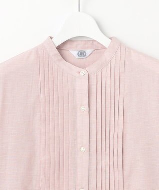 J.PRESS LADIES 【洗える】BEZピンチェック ピンタック ブラウス ローズピンク系3