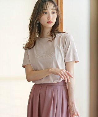 ANY SIS エンボスロゴ Tシャツ ローズグレー
