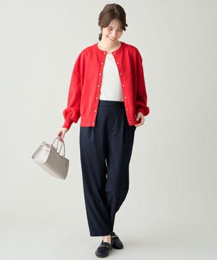 ANY L スプリングカラーニットカーディガン レッド