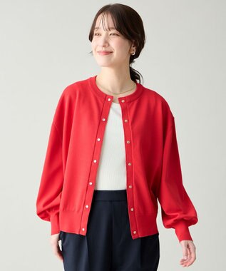 ANY L スプリングカラーニットカーディガン レッド