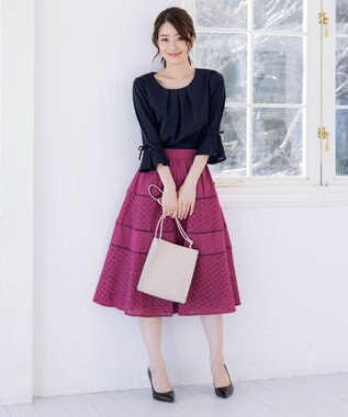 Tiaclasse L 【新色追加・洗える】幅広く活躍が期待できるレース切替スカート モーヴピンク