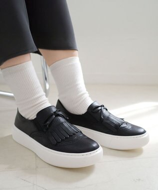 Pointer 日本製 本革タッセルスニーカー ブラック