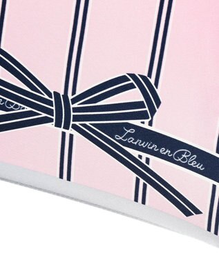 MOONBAT 【雨傘】ランバン オン ブルー(LANVIN en Bleu) ストライプ リボンプリント 長傘 耐風傘 ジャンプ式 ピンク