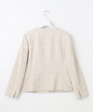J.PRESS LADIES S ライトツイードストレッチ ノーカラー ジャケット ベージュ系1
