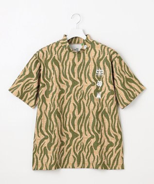 PW CIRCULUS 【UV遮蔽率99.5%  UVカット/速乾/ストレッチ】【MEN】ストライプカモフラ モックT ゴルフ カーキ系5