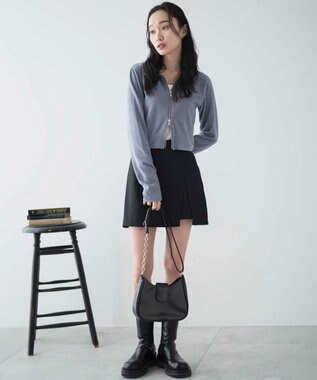 WEGO レイヤードスリットスカパン ブラック