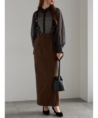 Te chichi サスペンダータイトスカート ブラウン