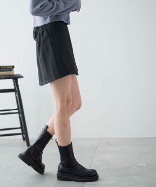 WEGO レイヤードスリットスカパン ブラック