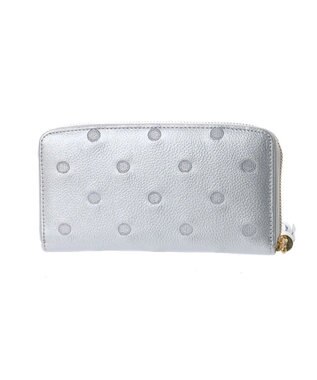 UNBILLION ペルケ perche / 牛革ドット刺繍ラウンド長財布 シルバー