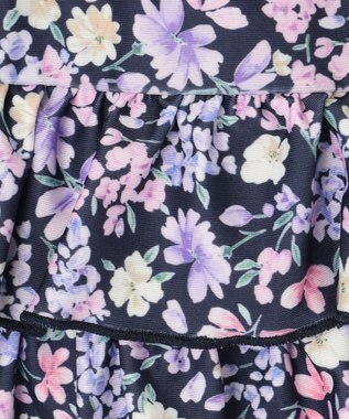 ANY KIDS ギンガムチェック×花柄セパレート水着 ネイビーギンガム×花柄