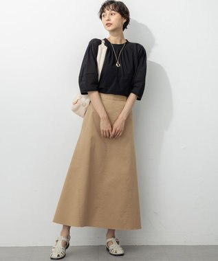 23区 S 【洗える】クリアトリコットジャージー ギャザーフォルム カットソー ブラック系